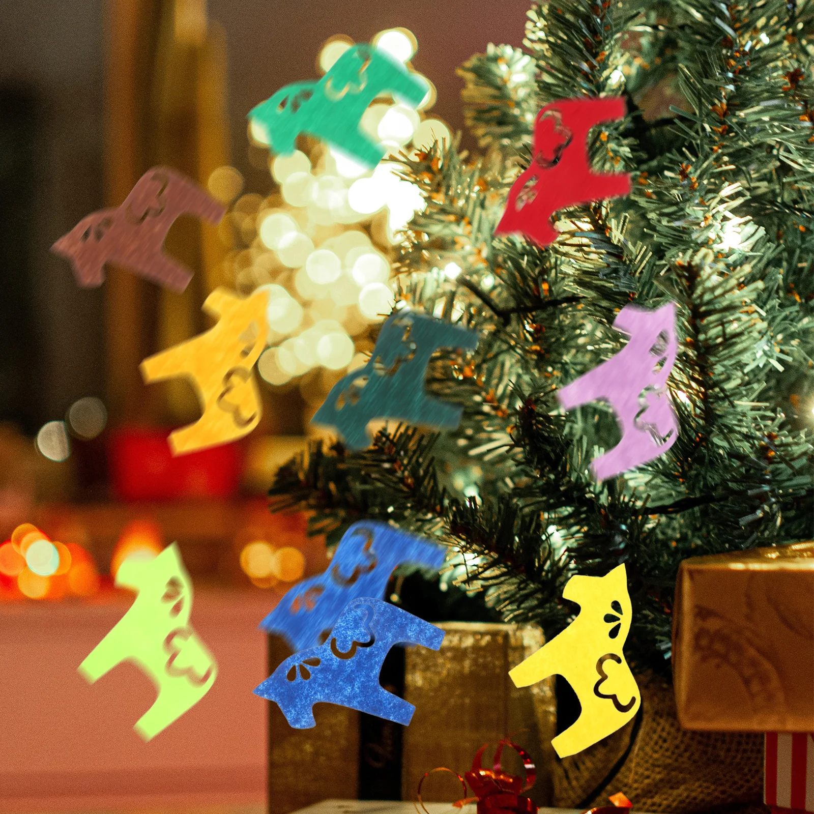 

50pcs Horses Felt Decorations Animal Ornaments Christmas Party Scene Setup Sweden Craft Holiday Theme