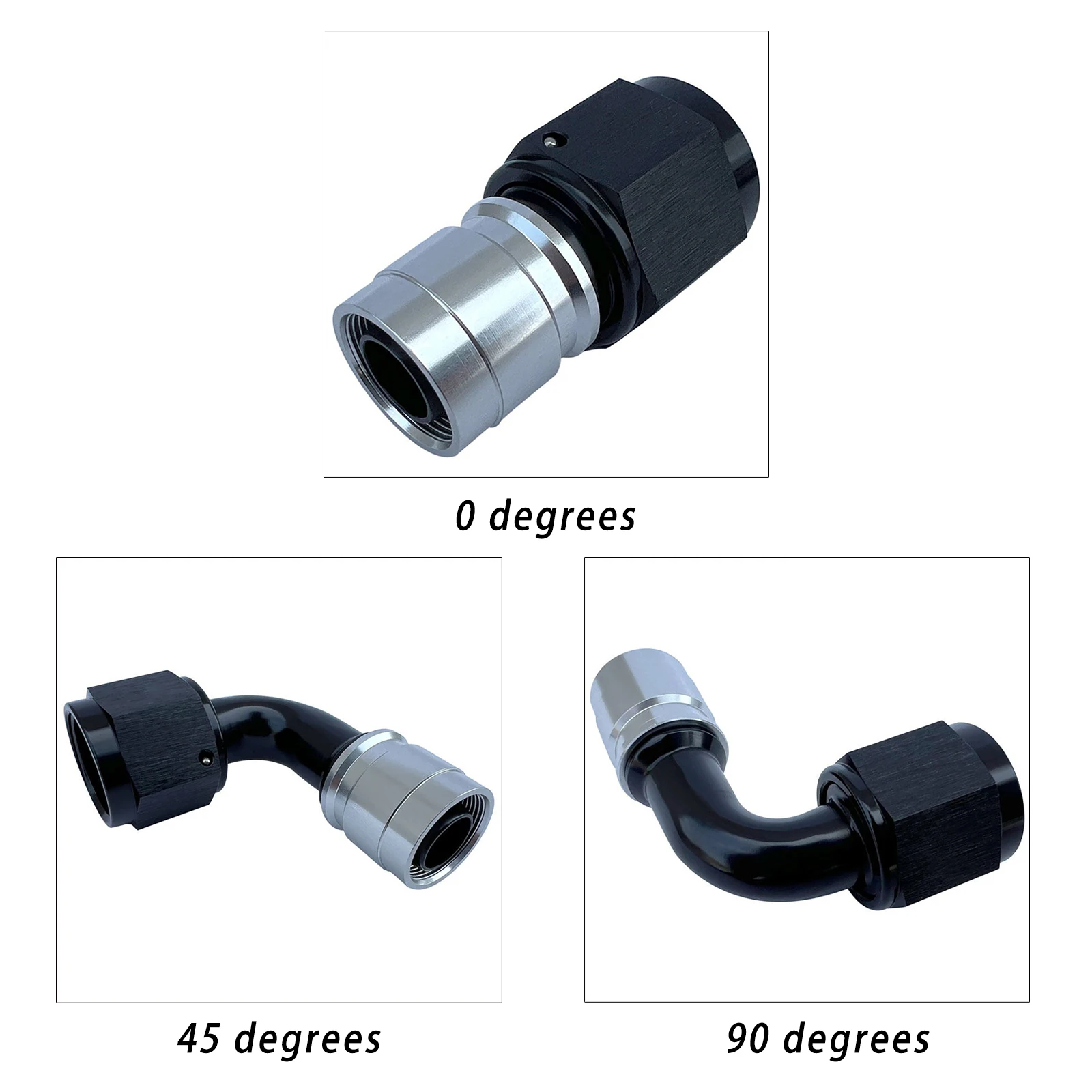 0/45/90 Degree Fuel Hose End AN4 AN6 AN8 AN10 AN12 AN16 Aluminum Crimp Style Oil Pipe Fitting Racing Fuel Line Connector