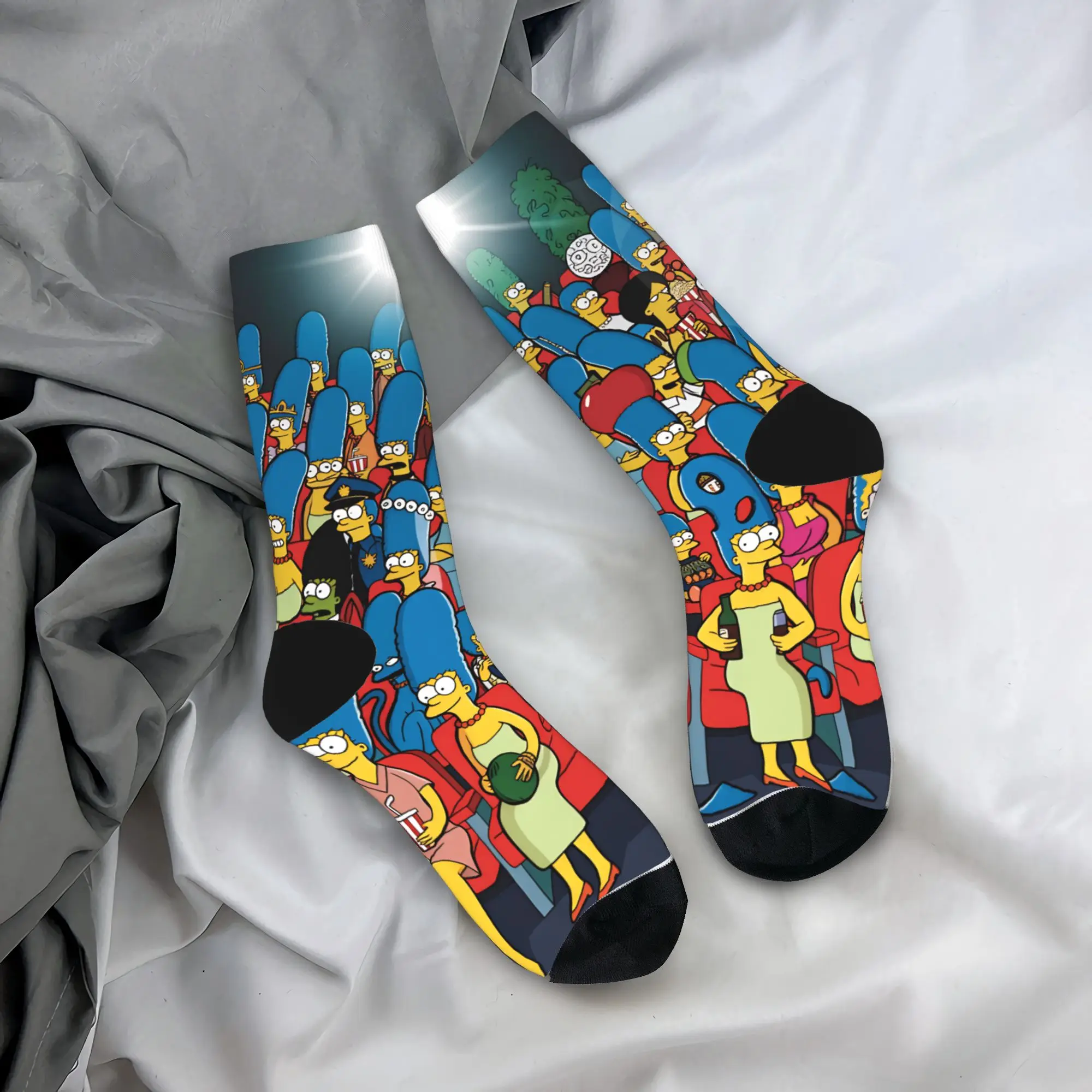 Unisex Men Socks S-Simpsons Movie Theater Crowd  Stockings Spring Casual High Quality Socks Printed Outdoor Anti Skid Socks