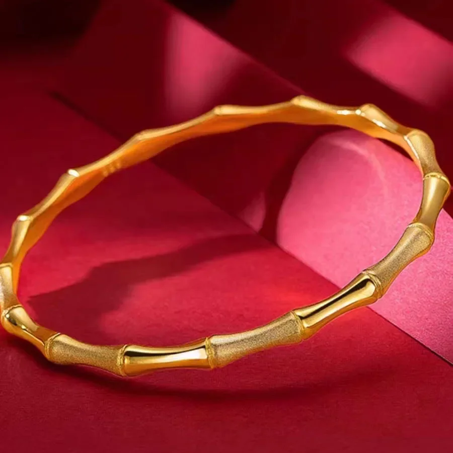 9999 real gold 24K yellow gold High-rise Bracelet Classic Bamboo for Peace Bamboo Bracelet