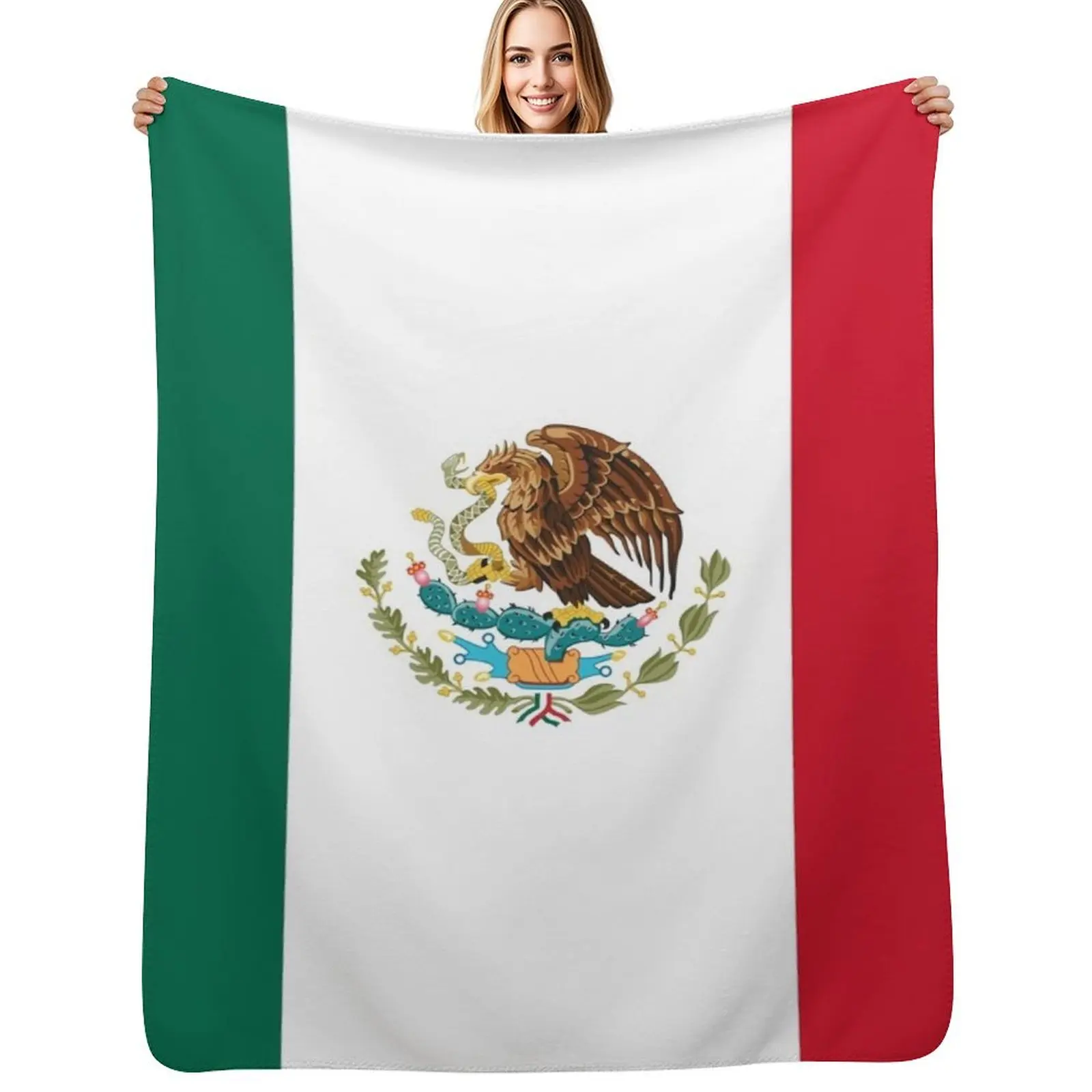 Flag of Mexico Throw Blanket Cozy Warm Blanket for Bed Room Decor