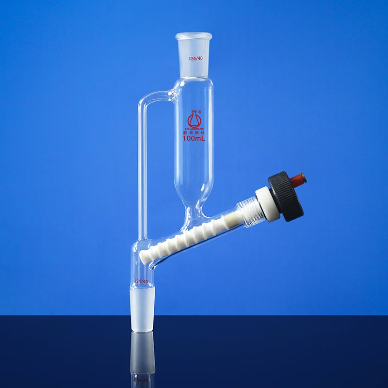 LH LABWARE Adding sample cylindrical funnel for powder, High vacuum PTFE rotary valve 15#, Borosilicate glass, LH-231