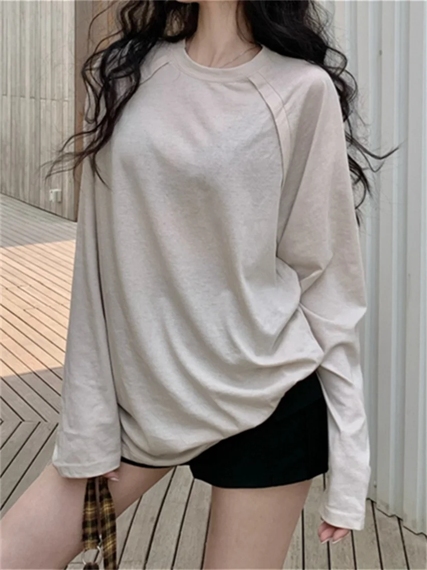 

PLAMTEE Sunscreen Summer Tees Solid Casual Women Full Sleeve 2024 Mujer Cotton Gentle Chic New Loose Daily Minimalist T-Shirts