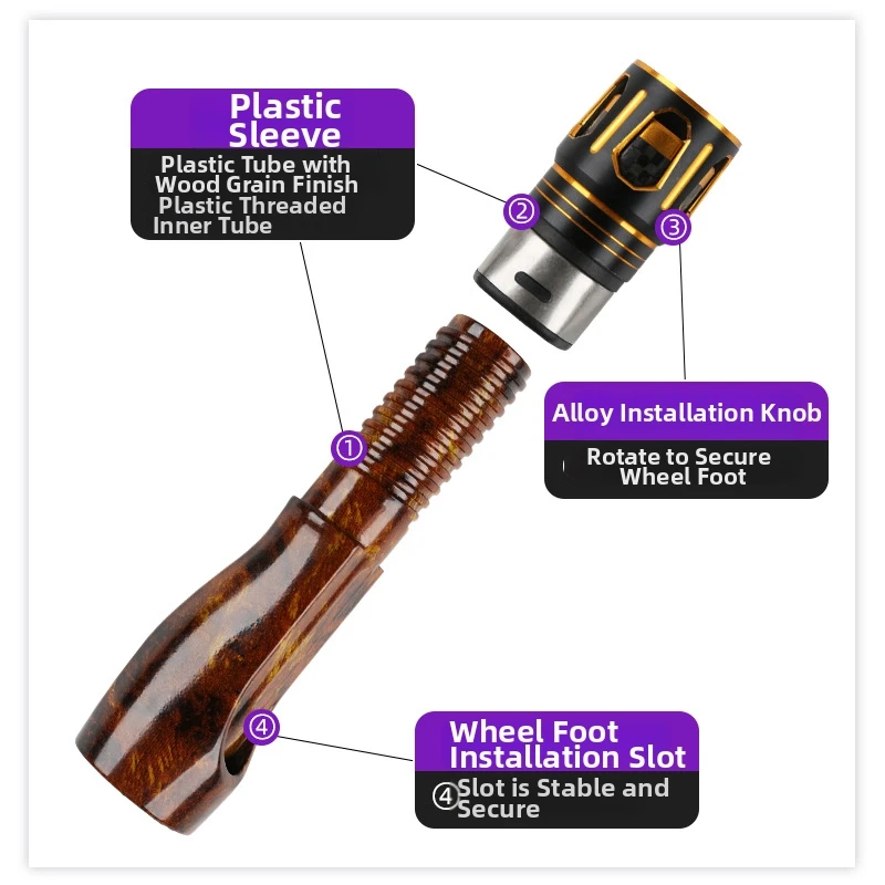 Aluminum Alloy Plastic Fishing Rod Reel Seat DIY Modification Accessories With Adjustable Threaded Inner Tube Four Point Part view 4