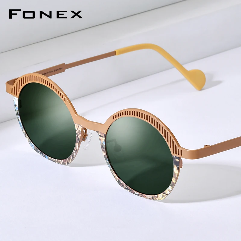 FONEX Titanium Sunglasses For Women Trendy Brand Design Men Sun Glasses High-end Japanese Oval Shades 85926T