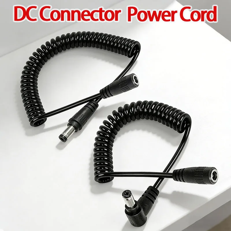 1PC DC Male  Femalespring Cable Connector5.5 X 2.5 mm 5.5mm X 2.1mm Straight Plug Power Charger150cm 70cmextension Cord