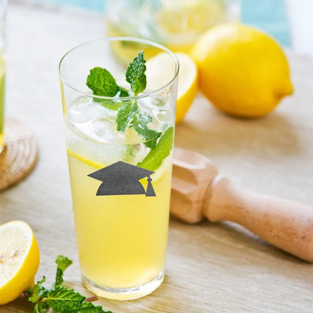 

24Pcs Graduation Cap Stickers Bright Color Paper Sticker for Graduation Party Water Cup Cake Adhesive Stickers Party Decor