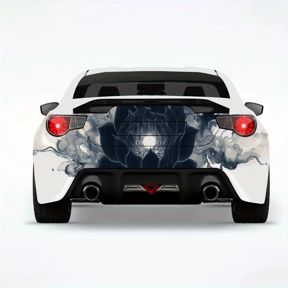 

Oriental Ink Style Black Lotus Car Sticker,Vinyl Decal for Car Rear, Waterproof Self-Adhesive Vinyl Stickers for Vehicle Tail an