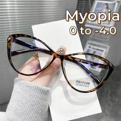 Retro Korean Women High-definition Glasses Cat Eye Anti Blue Light Myopia Glasses Vintage Large Minus Near Sight Eyeglasses