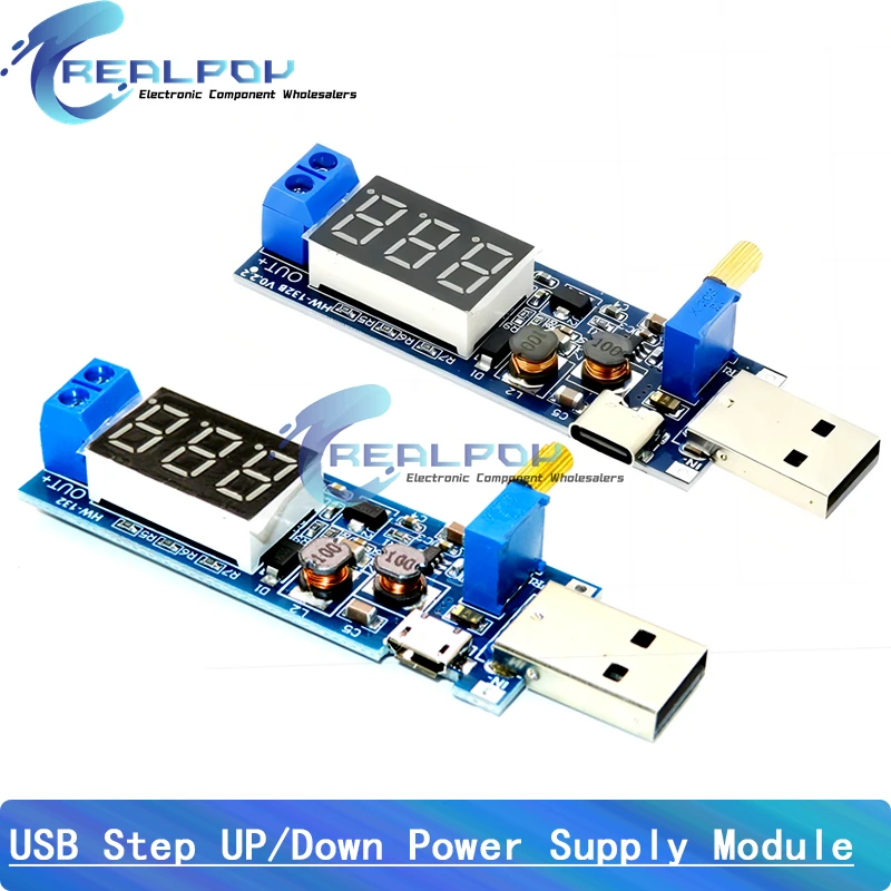 Boost Buck Converter Micro / Type-C USB Step UP / Down Power Supply Module DC-DC 5V to 3.3V / 12V Adjustable Out DC 1.2V-24V