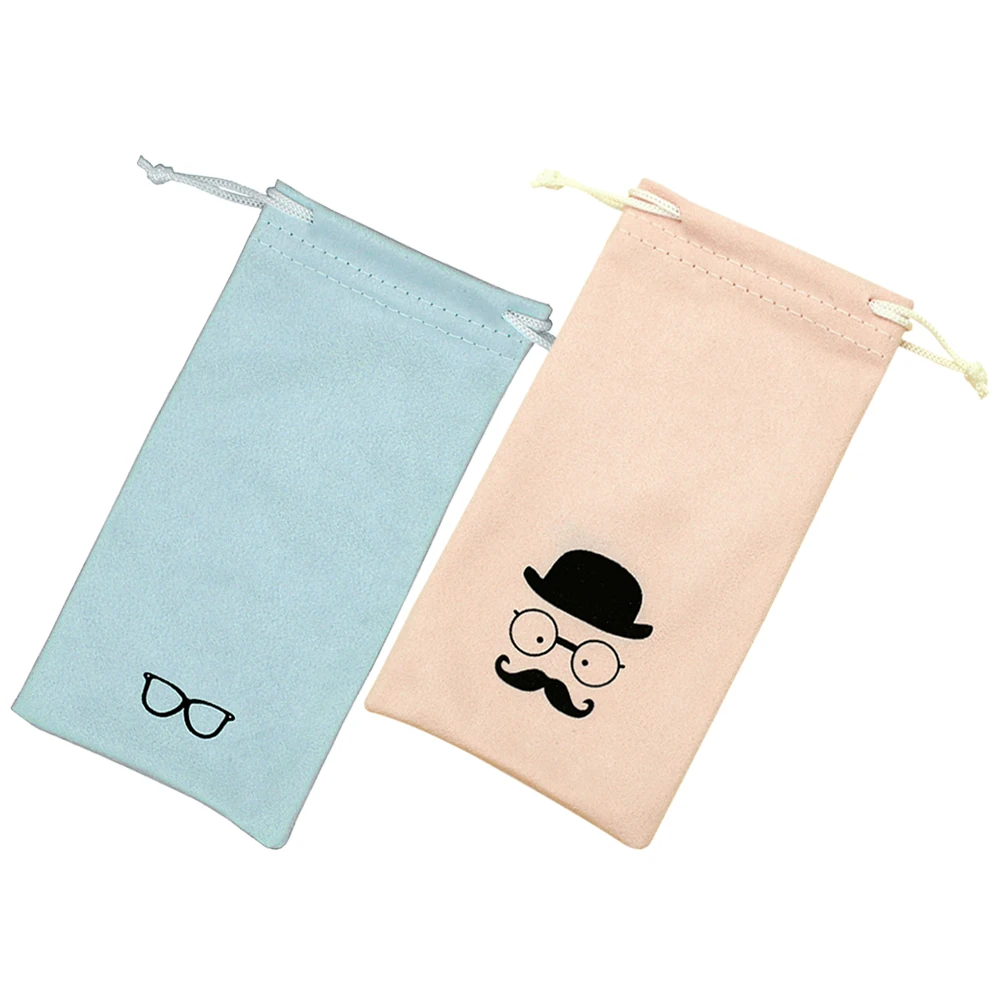 

2pcs Glasses Bag Storage Soft Sleeve Eyeglass Case Pouch Pink Fiber Suede Reading Sunglasses Reusable Felt Protective Travel