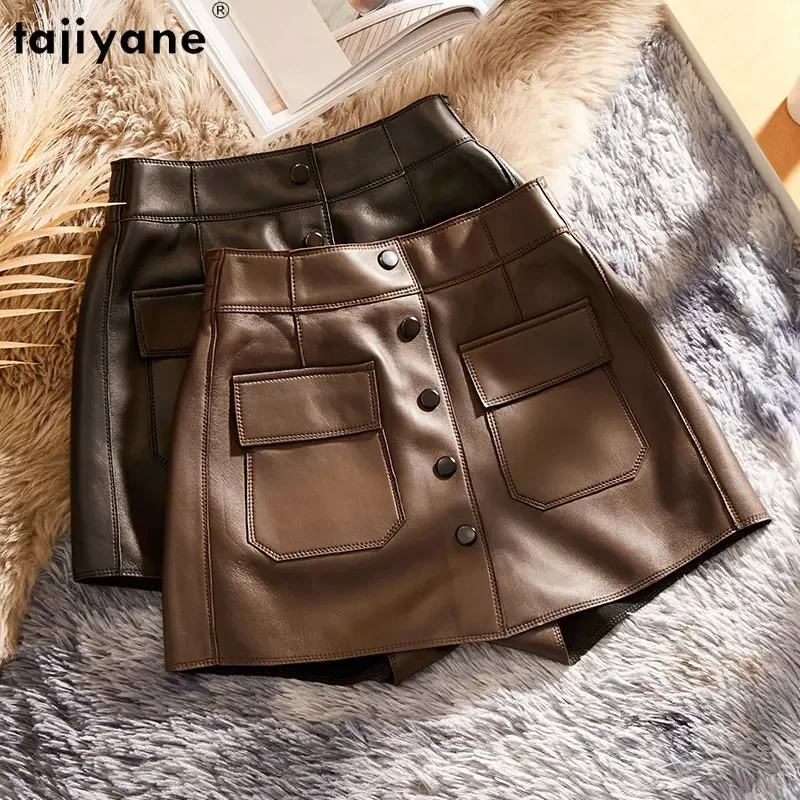 

Tajiyane Genuine Leather Skirts for Women Real Sheepskin Skirts High Waist Skirt Korean Style Womens Clothing Jupe Femme SGG1102