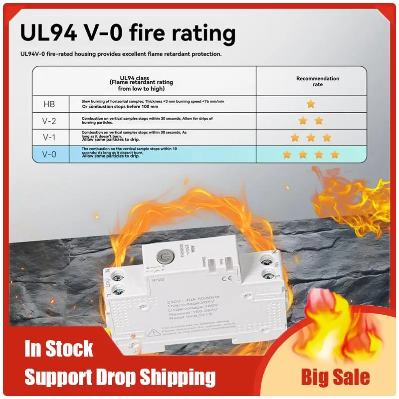 Migliori Offerte Tuya Wifi Smart Circuit Breaker 40A Monitor di Elettricità V0 Ritardante Ignifugo APP di Controllo Compatibile Withalexa