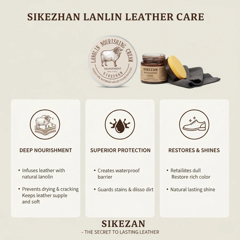 Professional Lanolin Leather Care Cream Shoe Conditioner Waterproof Wax Polish for Boots Bags Sofa Seat Repair & Shining Balsam