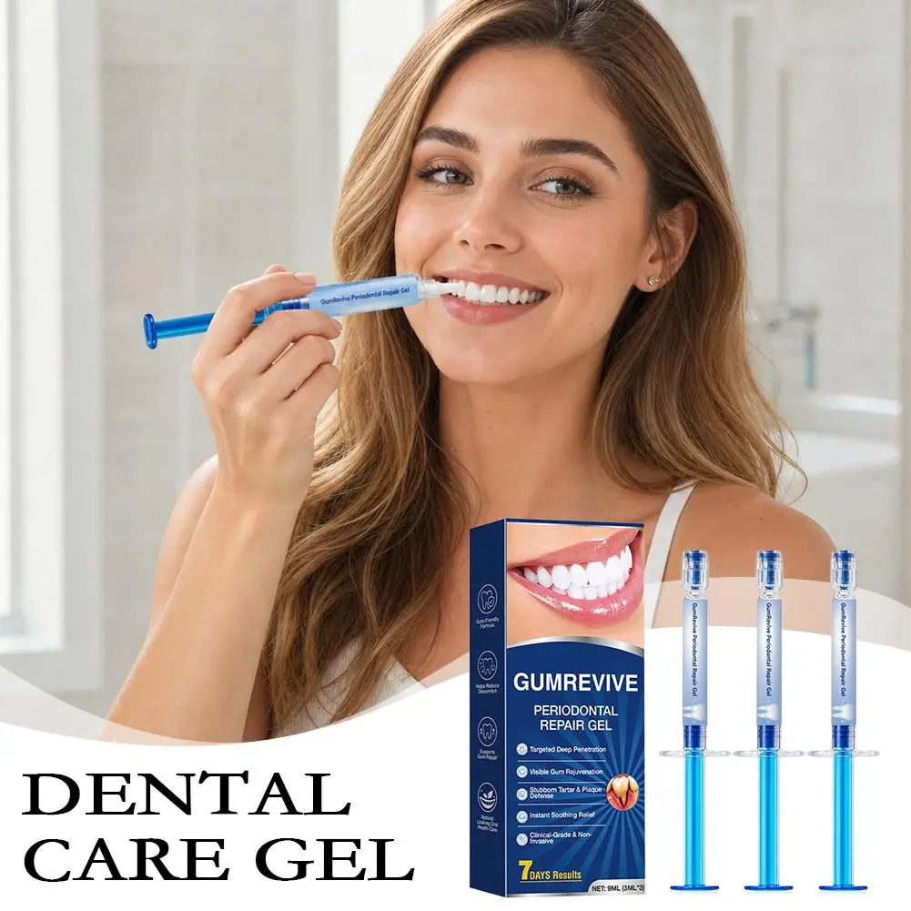 Teeth Whitening Gum Repair Gel Pen Stain Removal Brightening  Alcohol Free for Sensitive Gums 3 Syringes 9ml Oral Dental Care