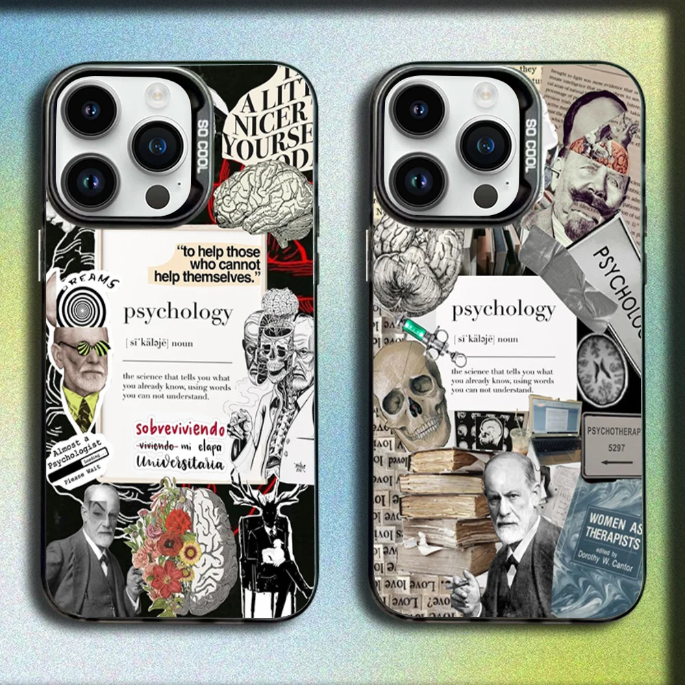 

Psychoanalysis Sigmund Freud Phone Case For iPhone 16,15,14,13,12,11,Mini,Pro,E,MAX Gray Matte Silicone Black Cover