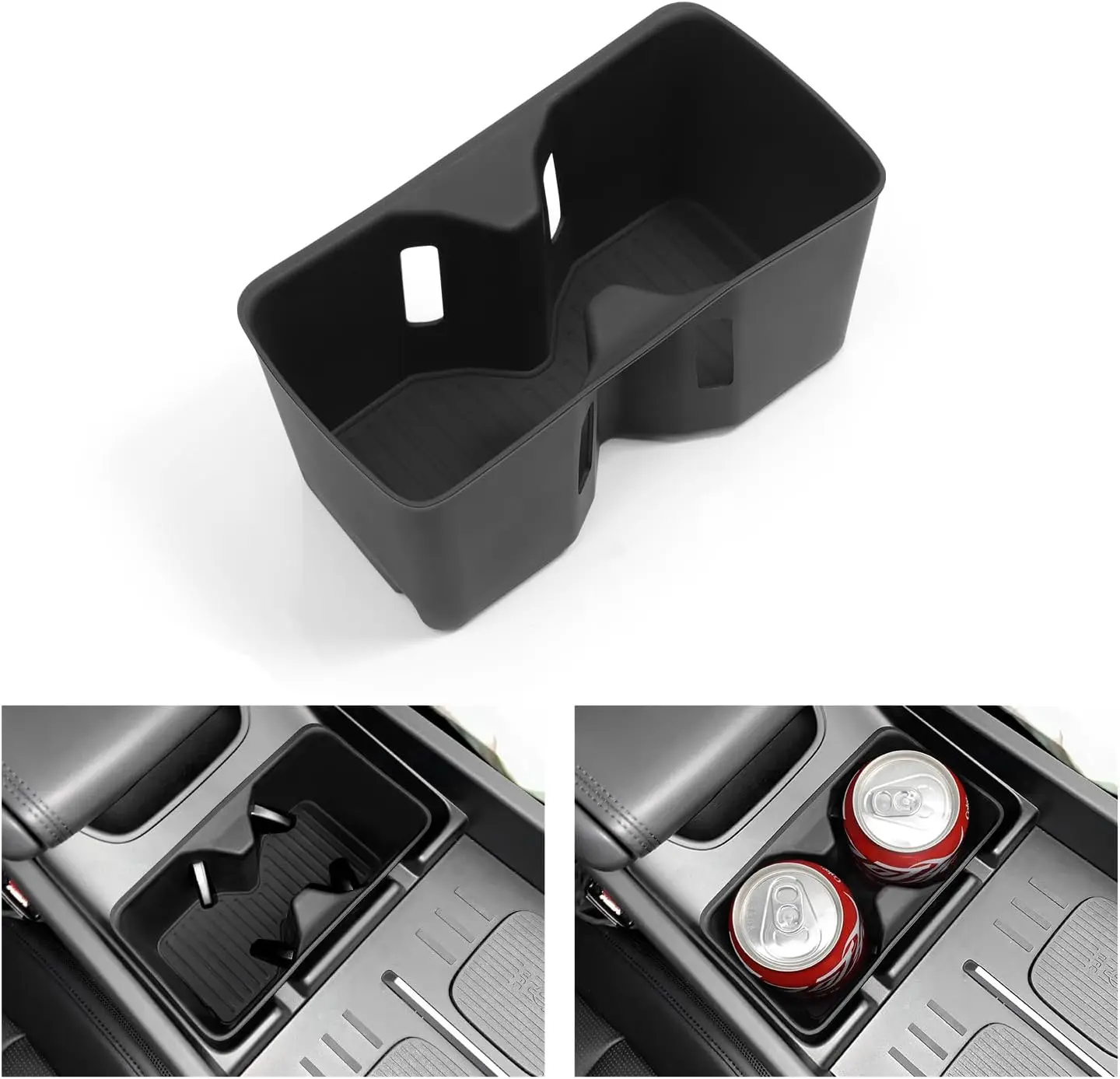 Cup pad Wireless Charger Mat For Hyundai Santa Fe 2024 Auto Interior Accessories Central armrest storage box PVC Mats Black ABS