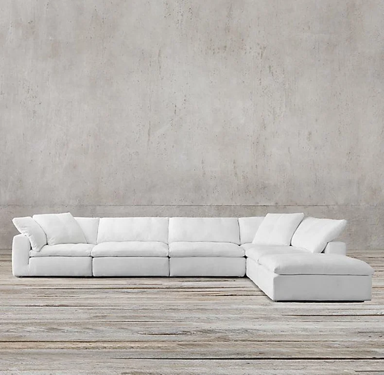 

Modern Style Living Room Furniture Fabric Sectional Couch Sofa Set Modular White Big Corner Group Sofa