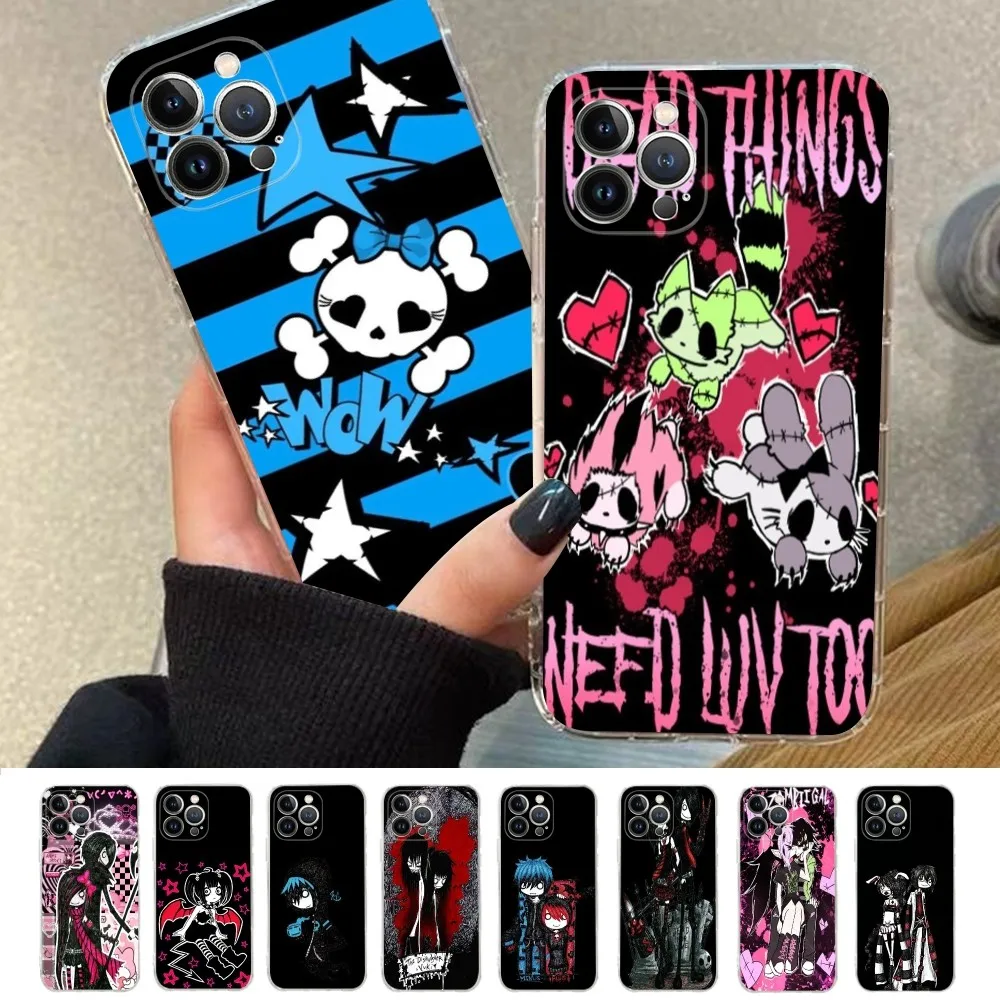 Love Black and Cute Emo Phone Case Silicone Soft for iphone 16 15 14 13 12 11 Pro Mini XS MAX Plus X Cover - view 3