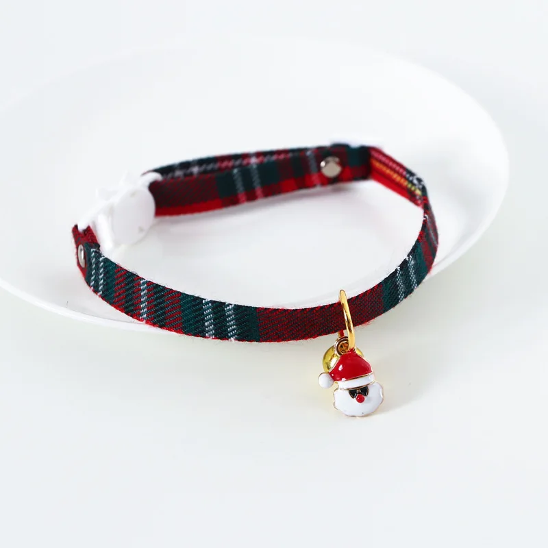 2022 Christmas Holiday Cat Collar Adjustable Neck Strap Puppy Kitten Chihuahua Collars with Pendant Pets Rabbit Necklace