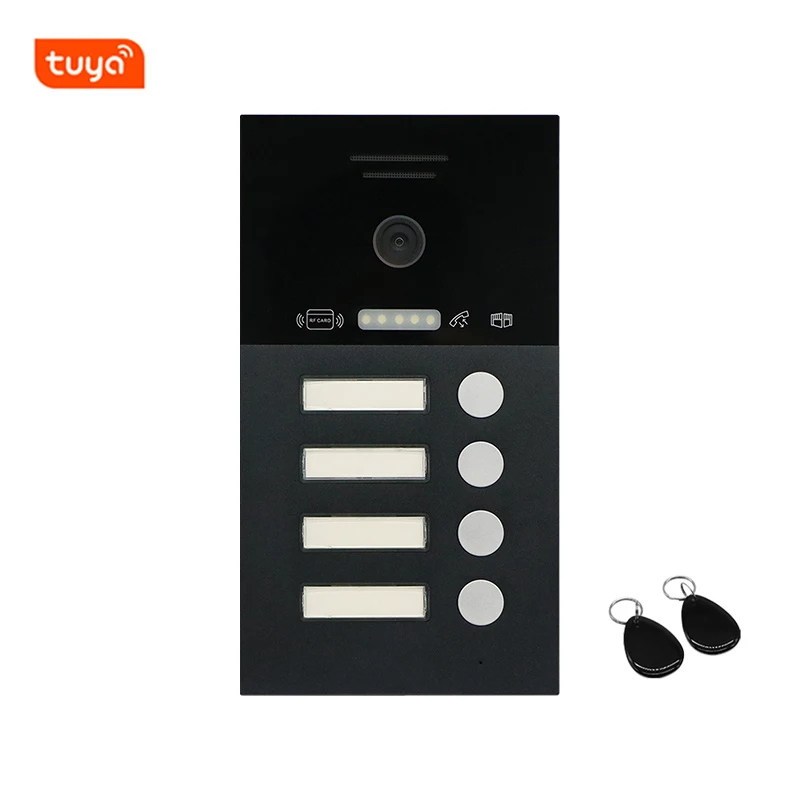Factory DHCP IP WiFi PoE Video Door Bell Camera Tuya Smart Intercom Works with Mobile Phones 1/2/3/4 for Multi-Apartments