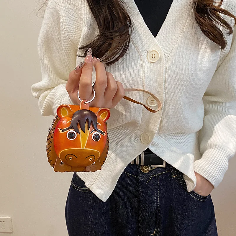High Quality Pony Mini Key Bag Kawaii Zodiac Car Key Pouch High-end Portable Pocket Keychain Case Coin Wallet