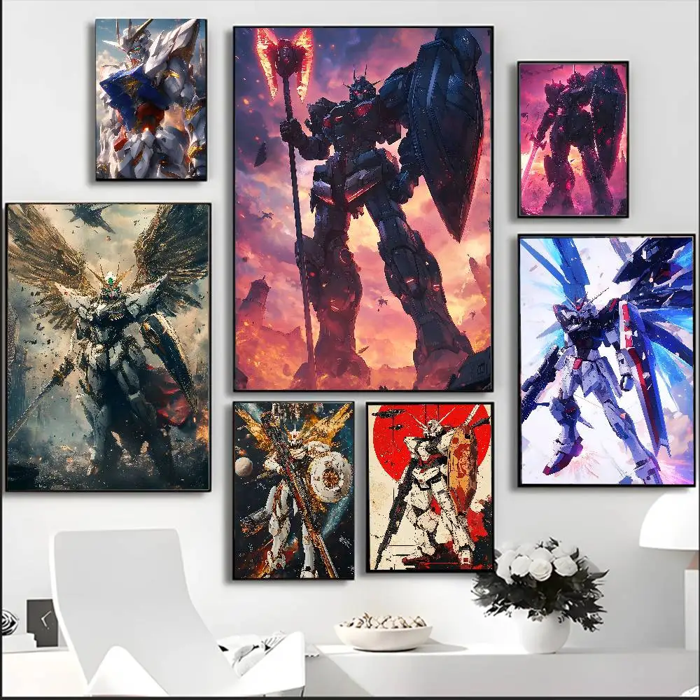 Póster de Anime Gundam Mobile Suit Strike Freedom, arte de pared en lienzo HD, impresión impermeable para decoración de dormitorio y sala de estar, regalo