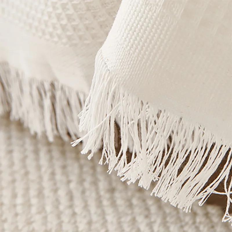 Nordic Sofa Throw Blankets Outdoor Camping Picnic Large Blanket Leisure Relax Beach Towel white Travel Rug Tassels Linen