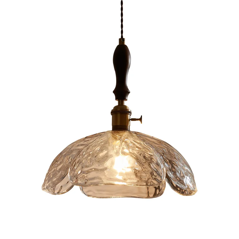 

Japanese-style wind brass glass restaurant chandelier American retro walnut bedside lamp B & B bedroom small chandelier
