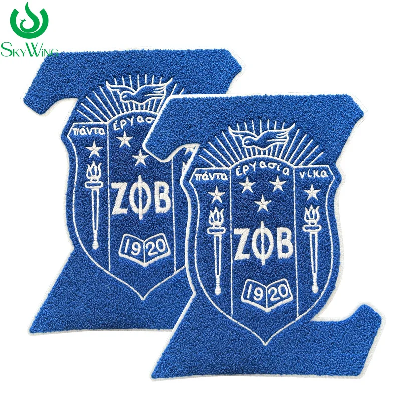 Parche de chenilla para planchar para mujer, Escudo de Zeta para Sudadera con capucha, más fino, azul y blanco, sority griego, Zeta Phi Beta Crest, 1920