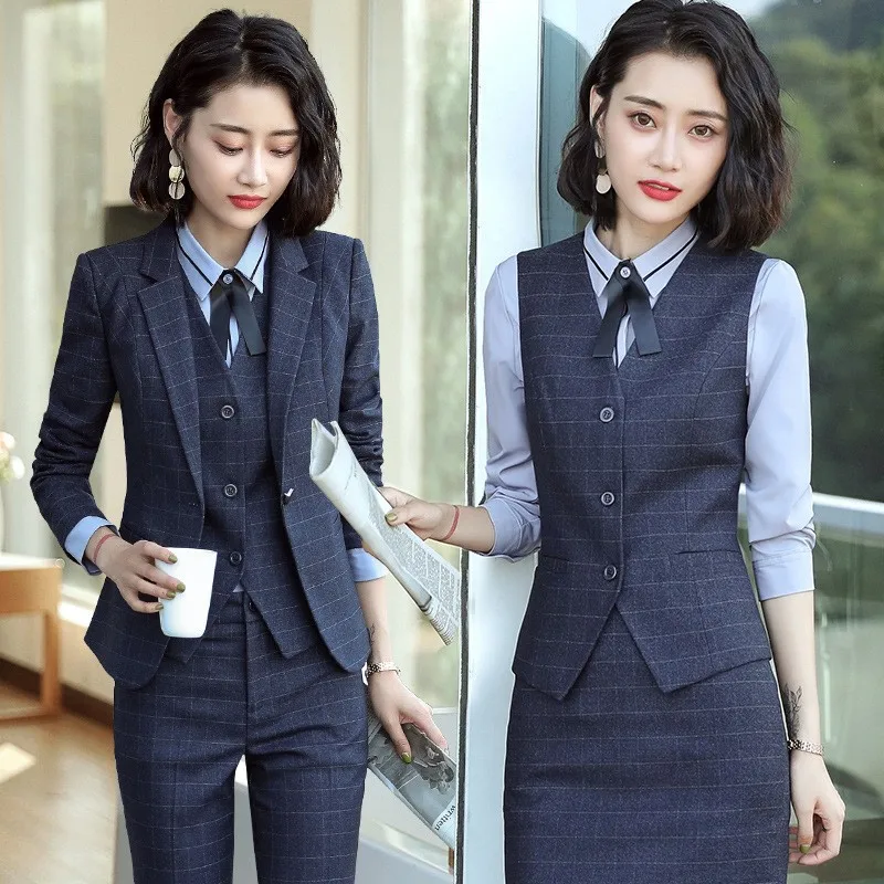 Business Wear Suit Women\'s 2023 Autumn Clothes New Winter Fashionable Elegant Plaid Overalls Interview Formal Wear Suit