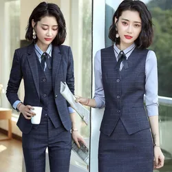 Business Wear Suit Women's 2023 Autumn Clothes New Winter Fashionable Elegant Plaid Overalls Interview Formal Wear Suit