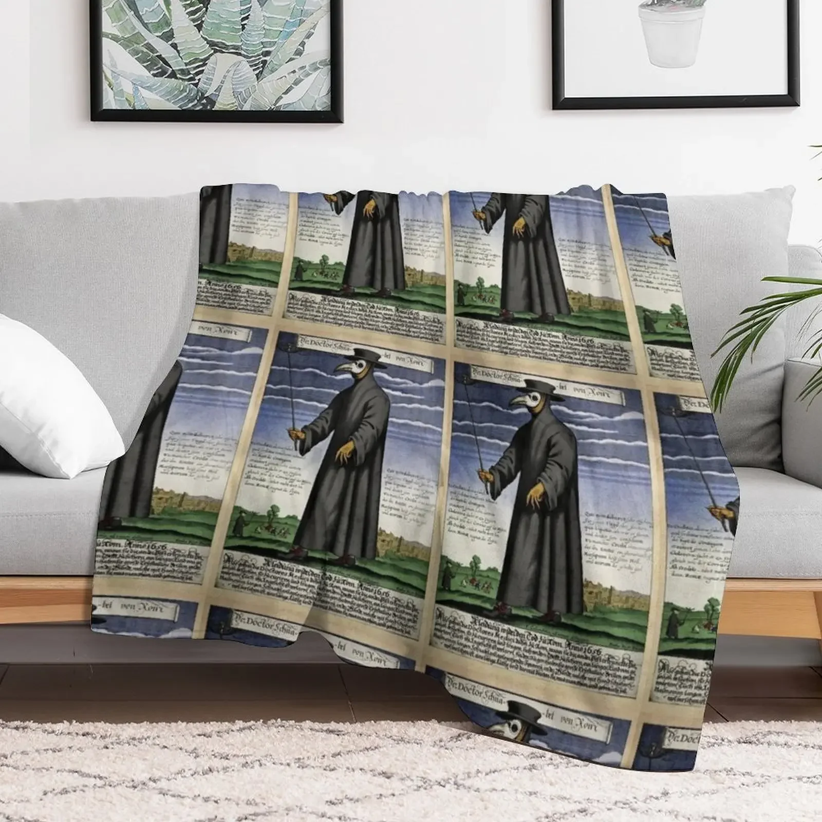 Plague Doctor, Middle Ages Throw Blanket Custom Decorative Throw Blankets