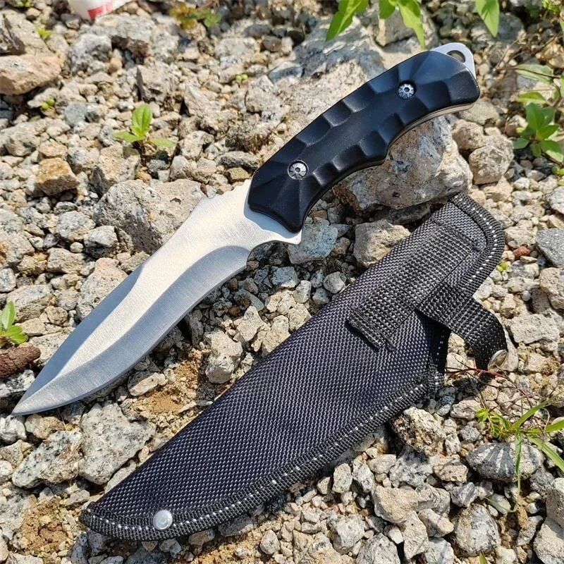 

High-end aluminum handle straight knife, outdoor multi-purpose camping knife with sheath, EDC sharp stainless steel small knife