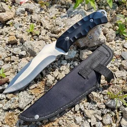 High-end aluminum handle straight knife, outdoor multi-purpose camping knife with sheath, EDC sharp stainless steel small knife