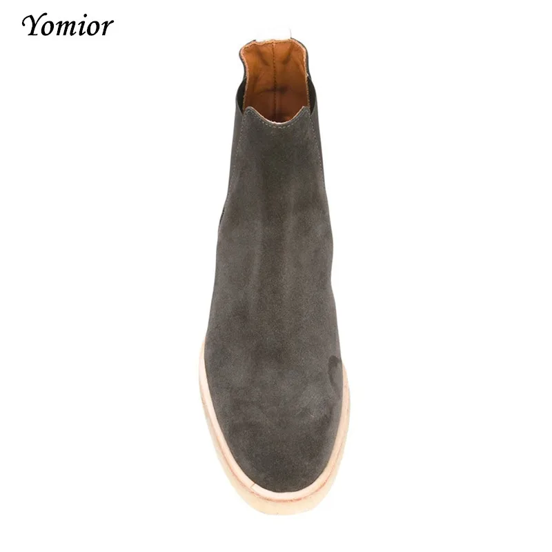 Handmade Luxury Brand Cow Leather Autumn Winter Men Boots Fashion Pointed Toe Wedding Chelsea Boots Vintage Motorcycle Boots