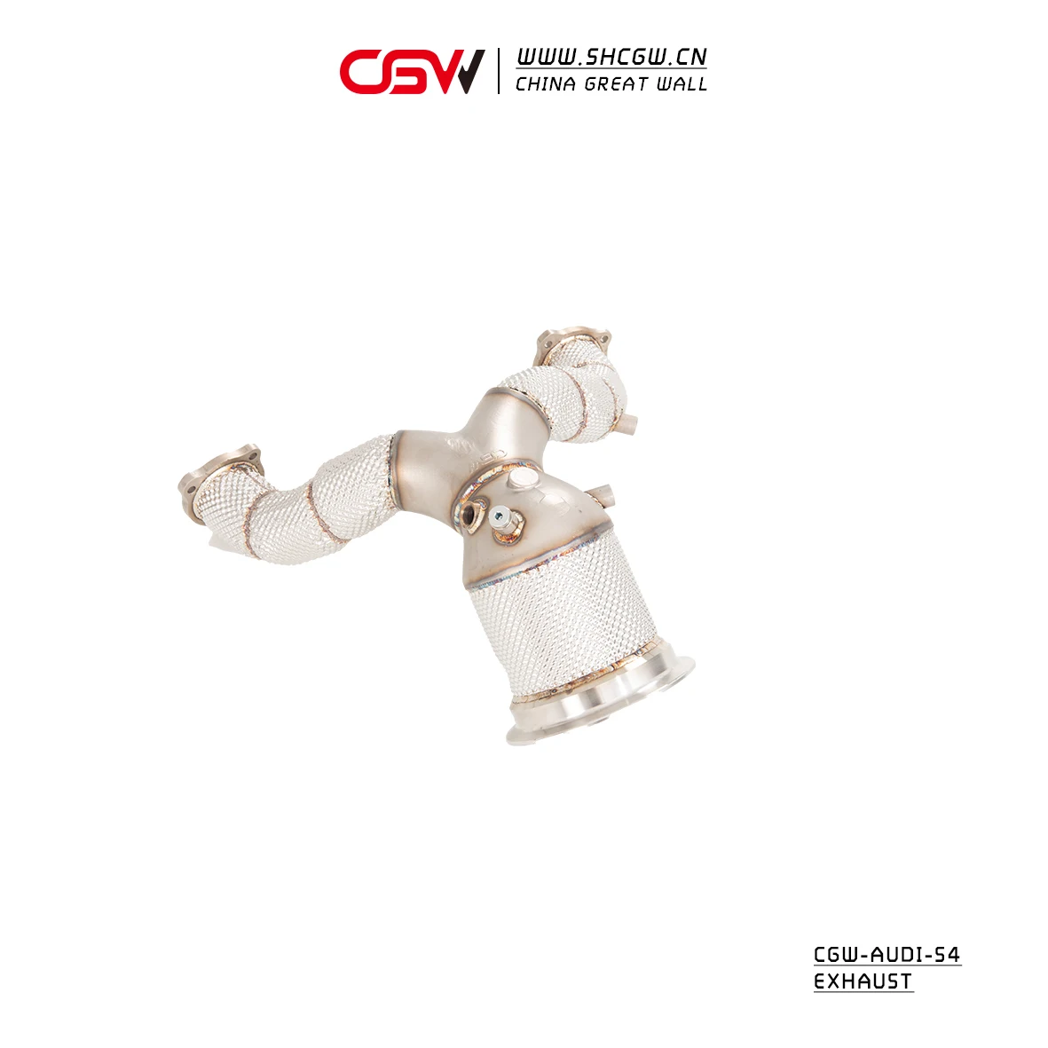 Active Sound Racing Polished 304 Stainless Steel Exhaust Pipes Catted System for S4 B8 B9