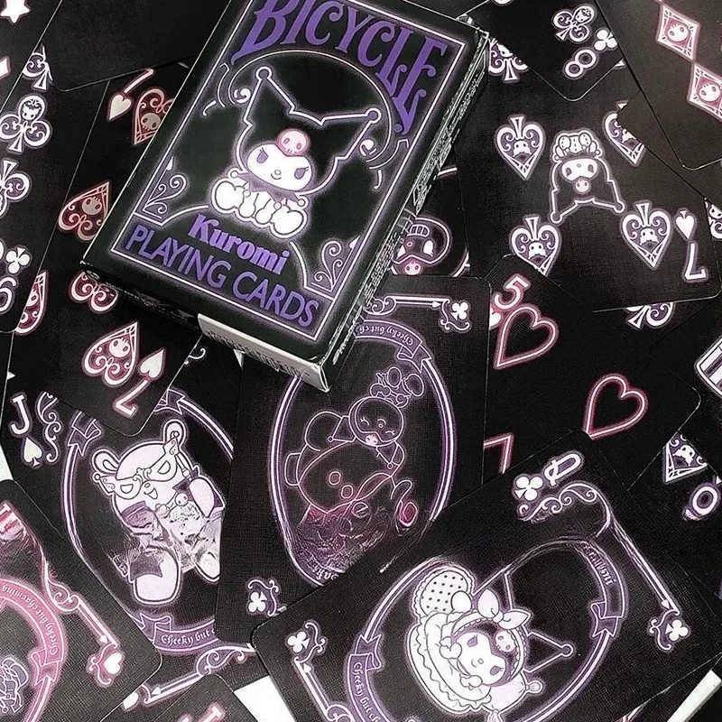 Kawaii Sanrio Kuromi Poker Cartoon Cute Children Playing Card giochi da tavolo carte da gioco giocattolo carta regalo collezione decorazione della