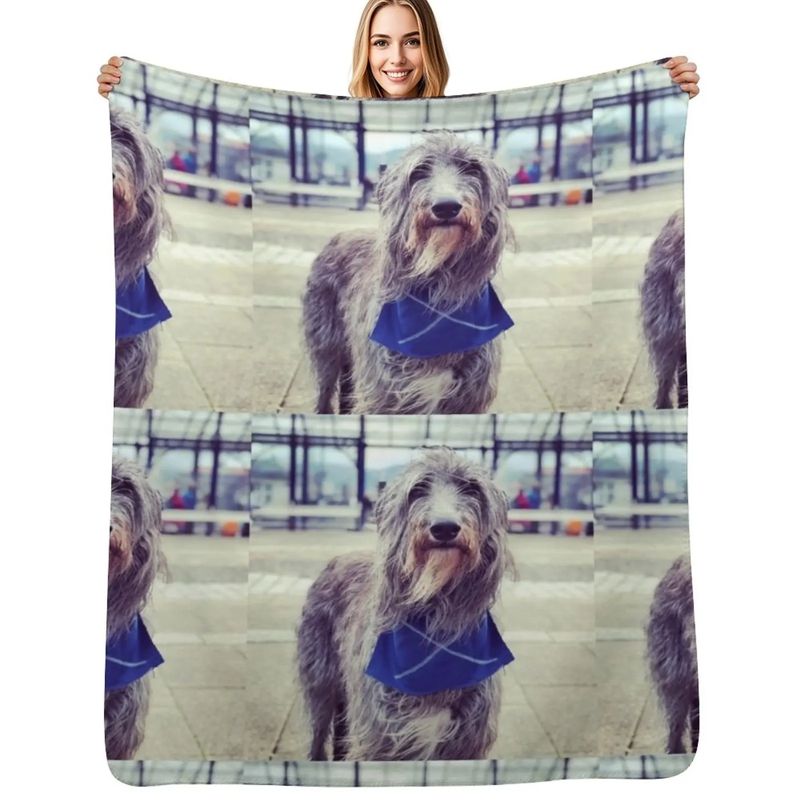 

Scottish Deerhound with Scottish Flag Throw Blanket Modern Design Soft Blanket for Home Decor