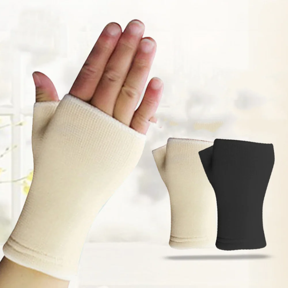 Study 1Pair Latex Wrist Supports Arthritis Brace Support Palm Hand Writting Mitten Elastic Wrist Guard Gloves Fingerless Gloves