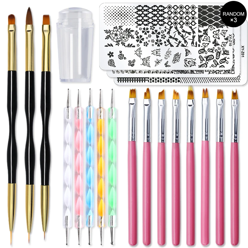 

Nail Art Brush Set 20Pcs/Kit Painting Gel Nail Tool Dotting Pen Drawing Maincure Nail Art Decorations Design French Line Brushes