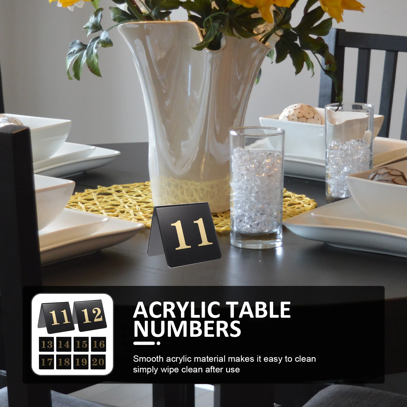 

10Pcs Acrylic Table Numbers Double Sided Wedding Reception Seating Tent Cards for Banquets Restaurant Table Signs