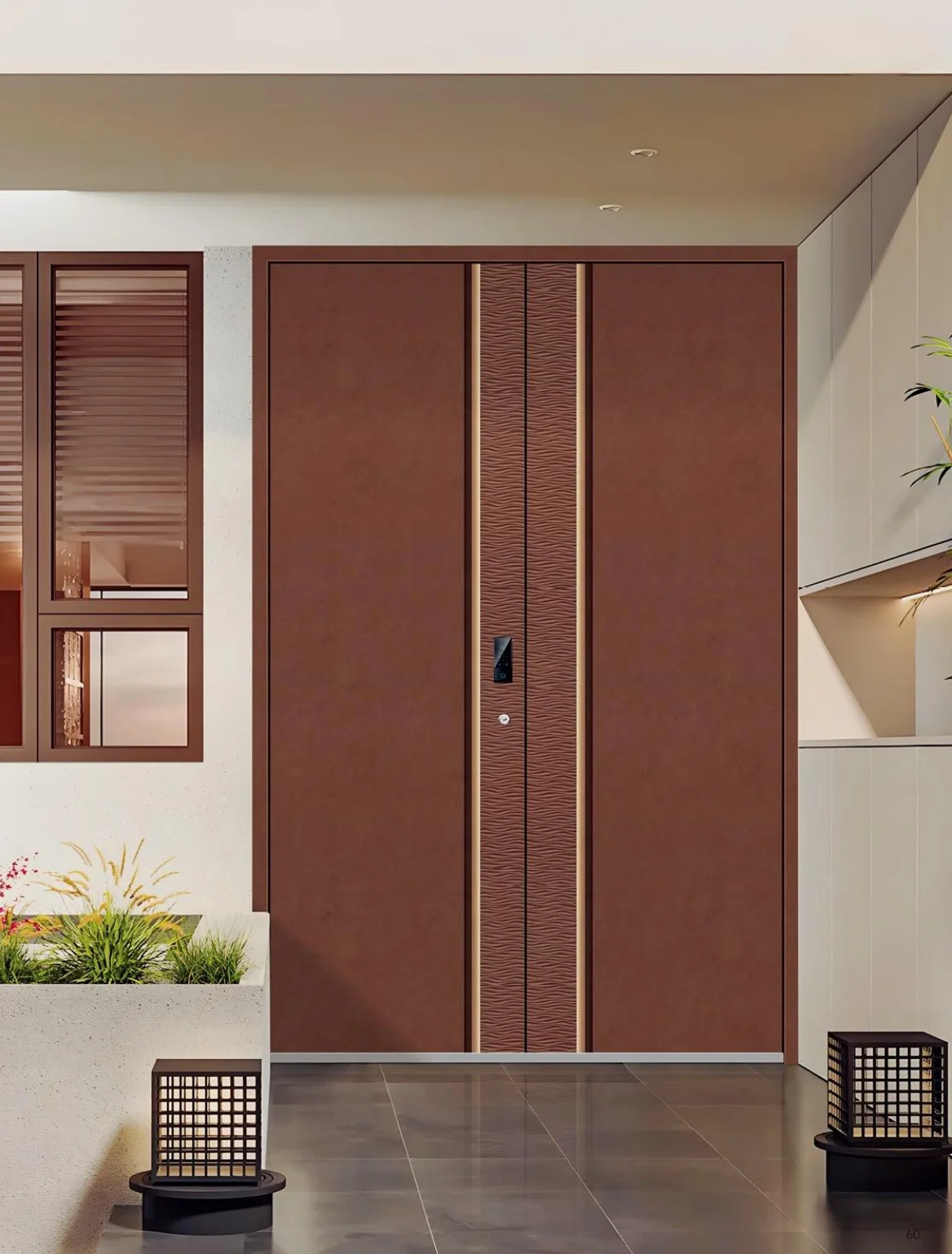 Anti-theft Entrance Door, Security Main Gate, Mother-Child Door, High-End Carved Cast Aluminum Entry Door for VillaCustomizable