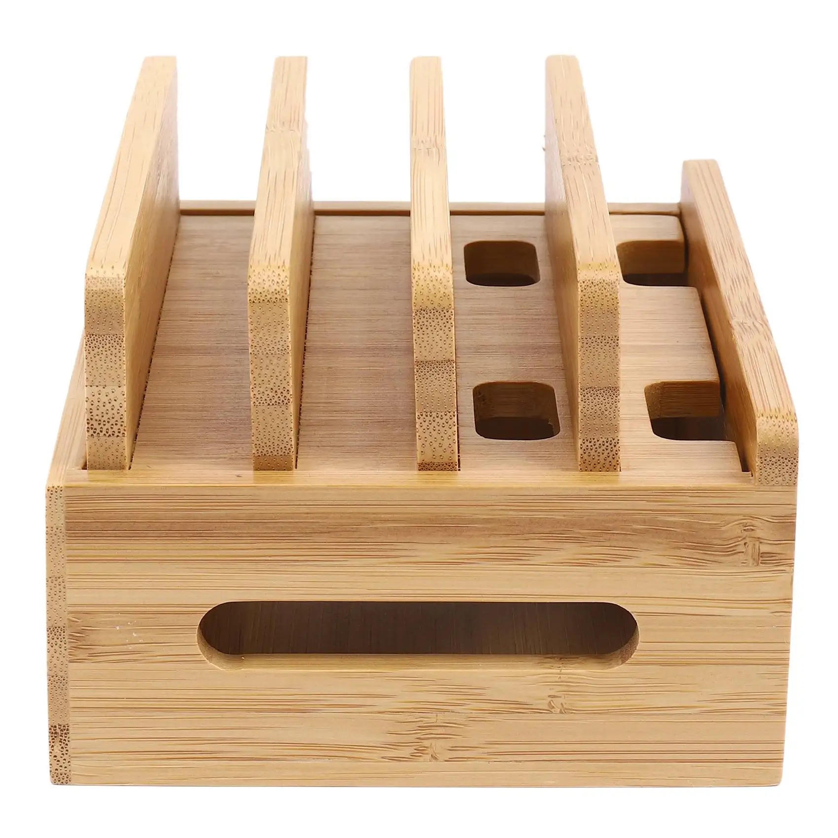 B04B-Mobile Phone Bracket Bamboo Wood Multi-Device Charging Station Organizer Office Flat Bracket