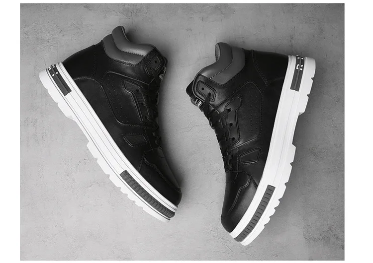 New Height Increasing 6/8CM Men's Leather Boots Breathable Casual Shoes Athletic Jogging Gym Shoes Fashion Leather Sports Shoes