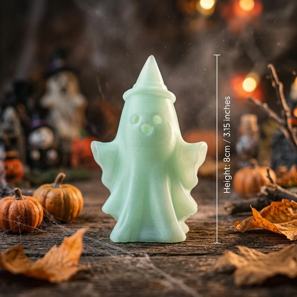 Halloween Cute Witch Hat and Little Ghost Desktop Ornament, Creative Pointed Hat Ghost 3D Miniature Statue, Office Desk Holiday Atmosphere Decoration, Home Entrance Party Photo Prop, Glows in the Dark after Exposure to Sunlight