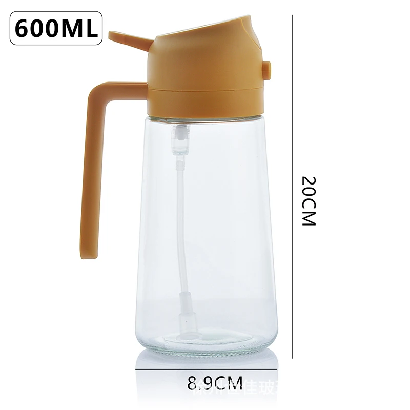 2 in 1 Olive Oil Dispenser Oil Sprayer Glass Olive Oil Dispenser Bottle with Pourer Oil Bottle for Salad BBQ 470ML 600ML