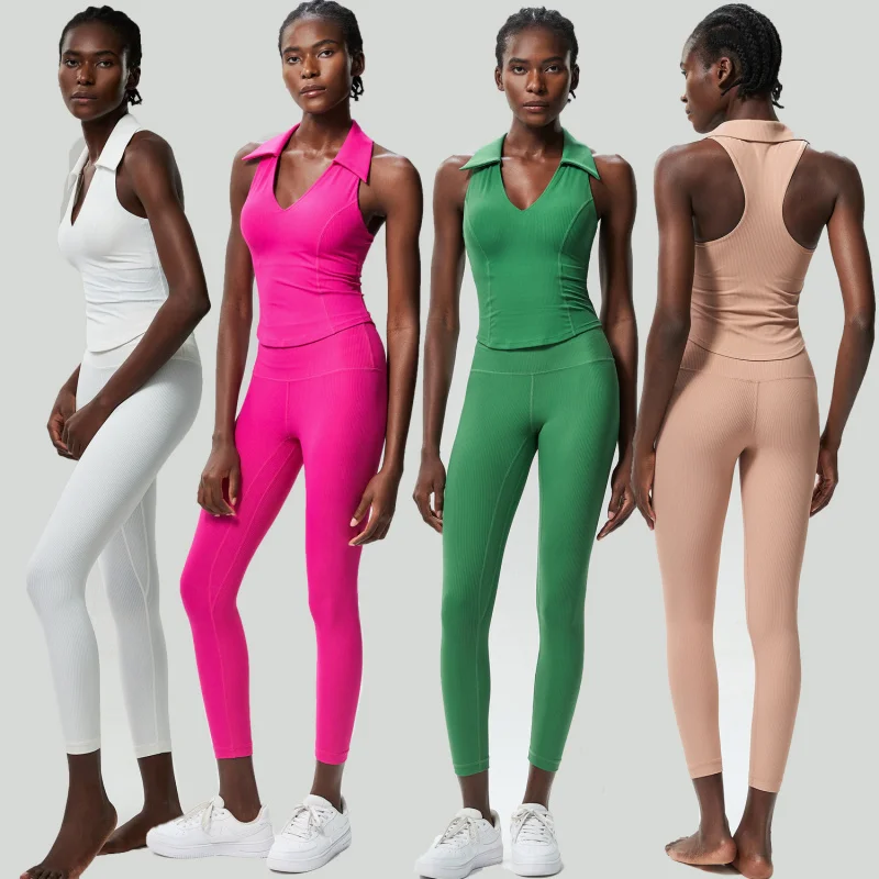 Two Pieces Fitness Yoga Set Female Clothing Tight-fitting Plus Size Sports Running Tennis Wear Activewear Workout Clothes