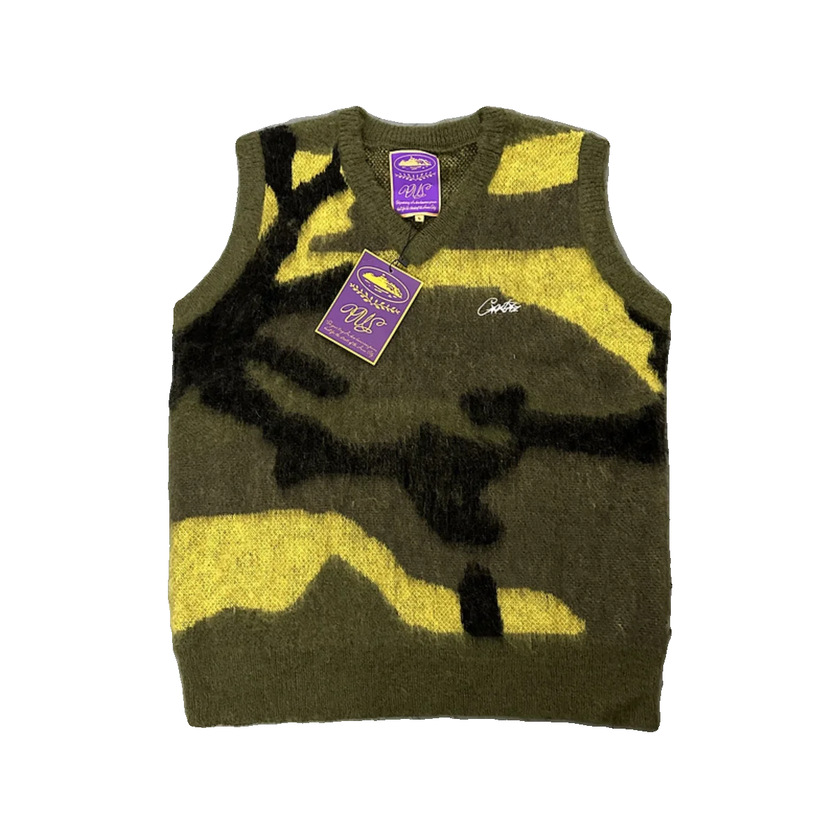 

Warm Camouflage Knitted Vest American High Street Sle Autumn Winter Camere Blend V-Ne Loose Fit Teen Boy's Faion