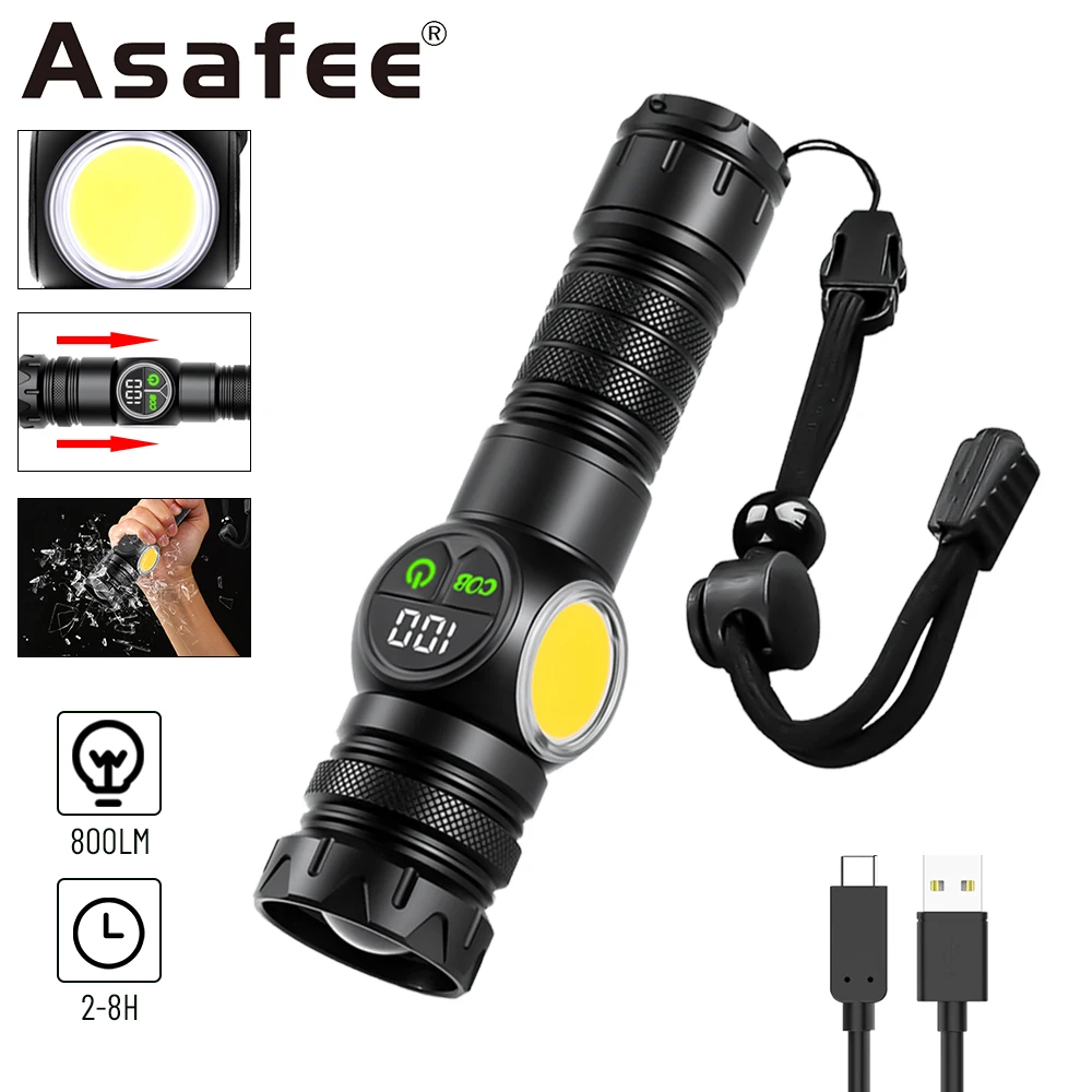 Asafee 2305 10W LED linterna para exteriores SOS luz roja amarilla antorcha lámpara con Zoom telescópico alcance de 1500M reflector linterna